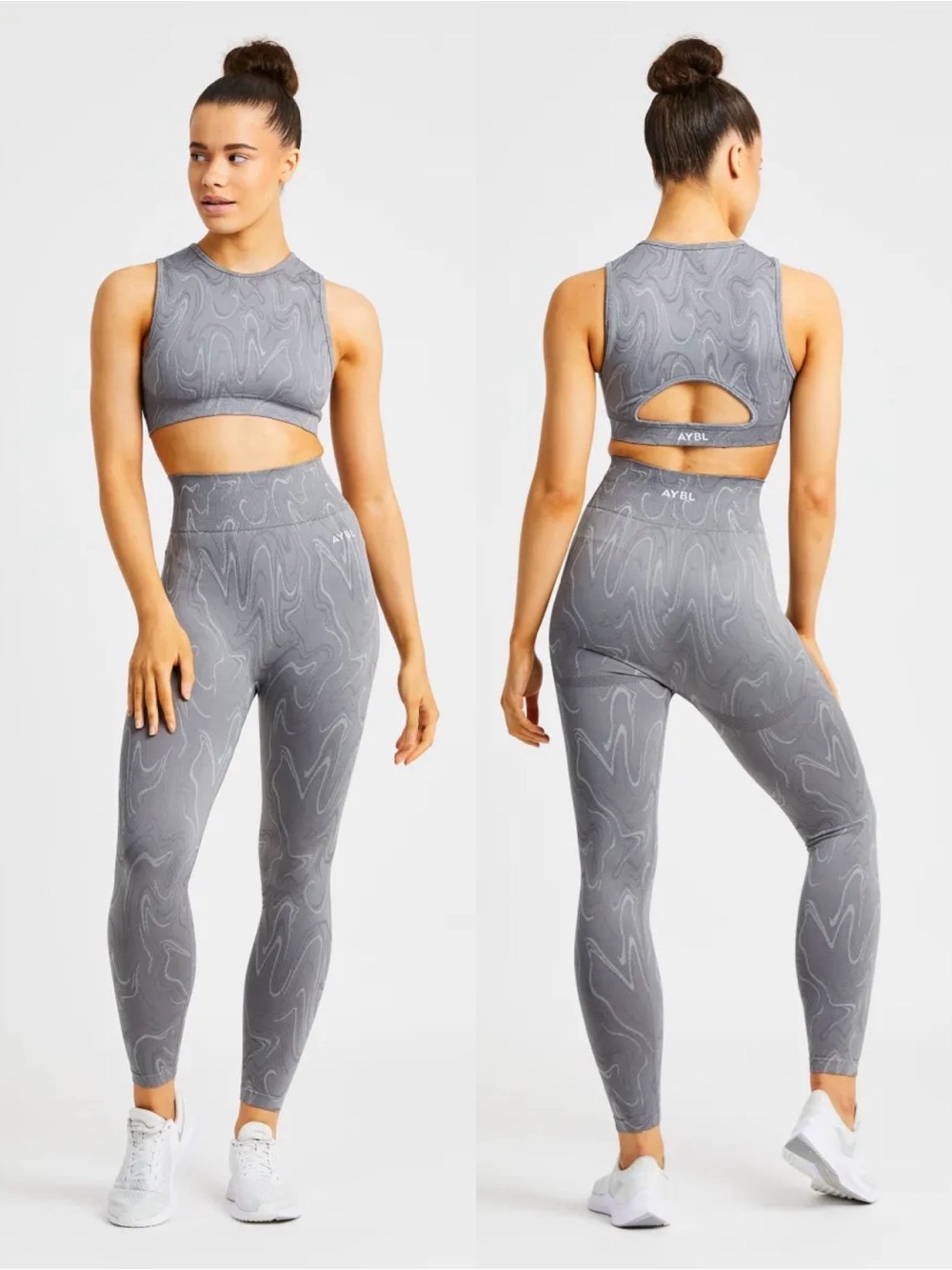 AYBL Velocity Seamless Sports Bra & Legging Set Grey SZ M